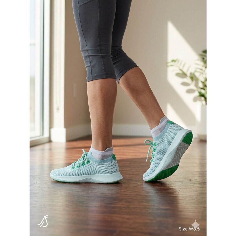Allbirds Tree Dasher 1 Women's 8.5 Blue Green Knit Running Shoes Sneakers